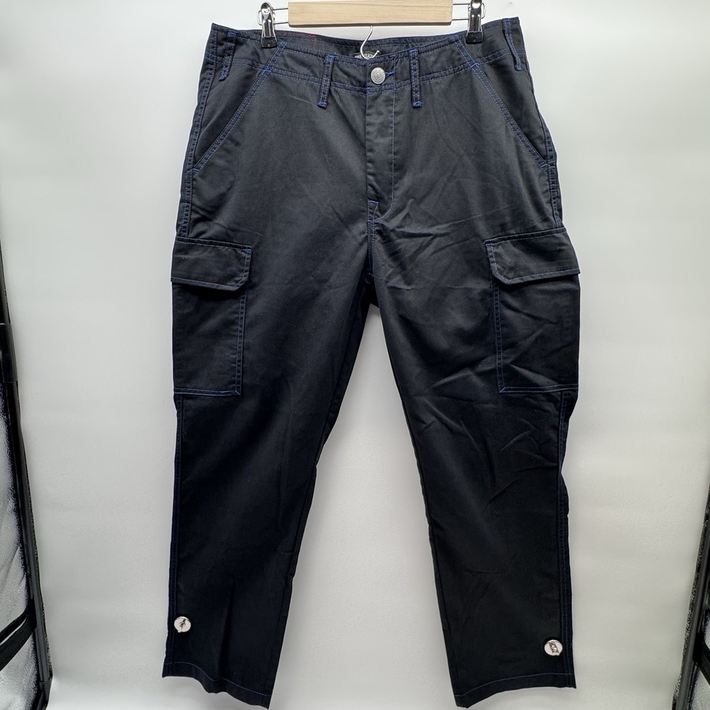 True Religion Men Cargo Pants Jet Black/Pacific Blue Size 34 - Picture 2 of 11